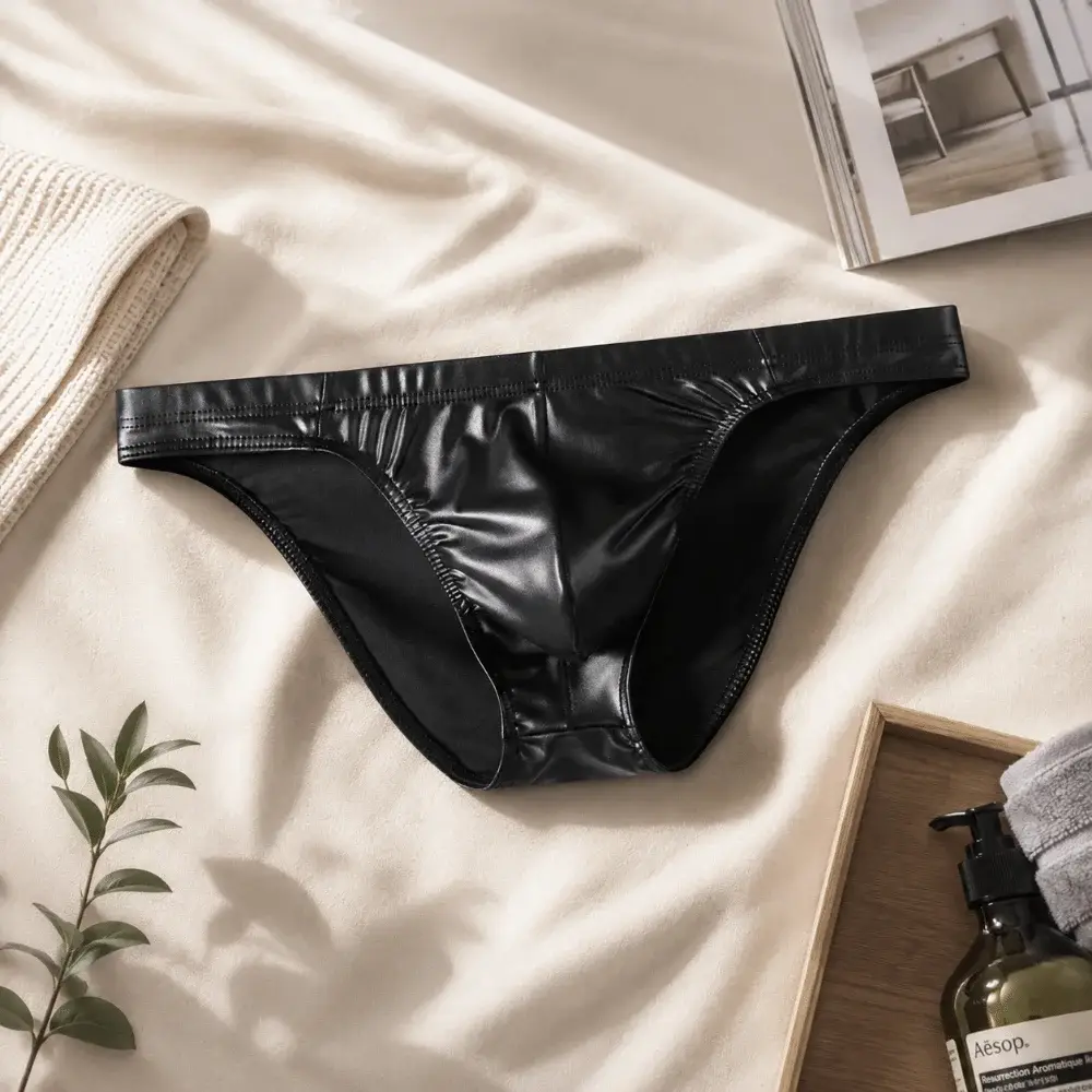 Comfortable Bulge Pouch Men Underwear Low Waist Lingerie Satin Silk Briefs Underpants Solid Color Panties Gifts