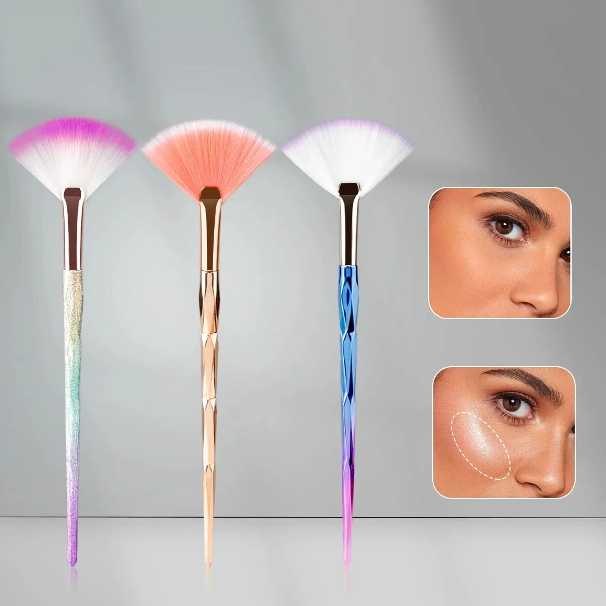 1pcs Bagong Praktikal na Facial Brushes Fan Makeup Brushes Soft Portable Mask Brushes Mga Kosmetikong Tool para sa Babaeng Babae Nail Charm Beaut
