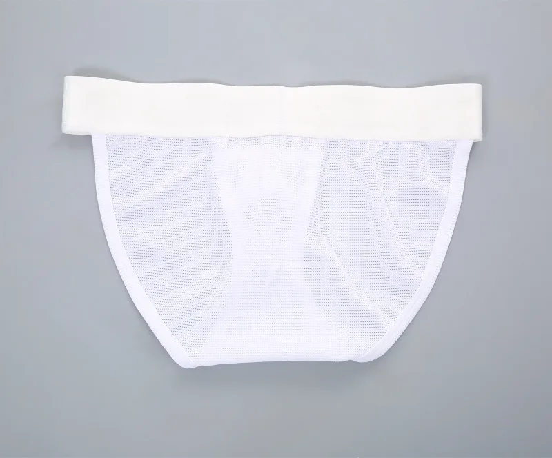 Mesh Underwear Men Sexy Briefs Buckle Bulge Pouch See‑Through Underpants Male Sheer Lingerie Panties