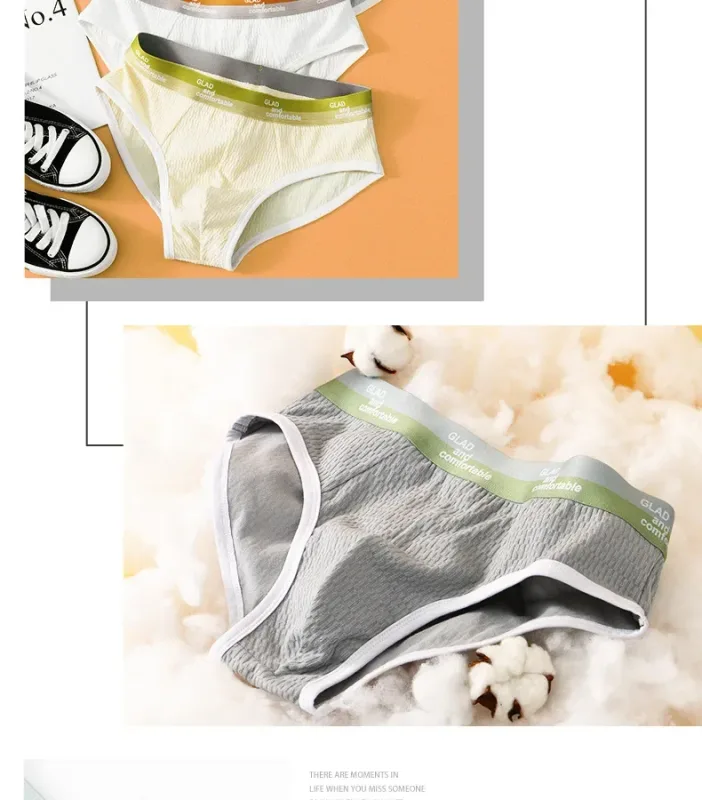 Summer New Men's Solid Color Cotton Briefs, Minimalist Breathable Thin Underwear, Trendy Trunks Male Bikini Underpants 3256812635450502
