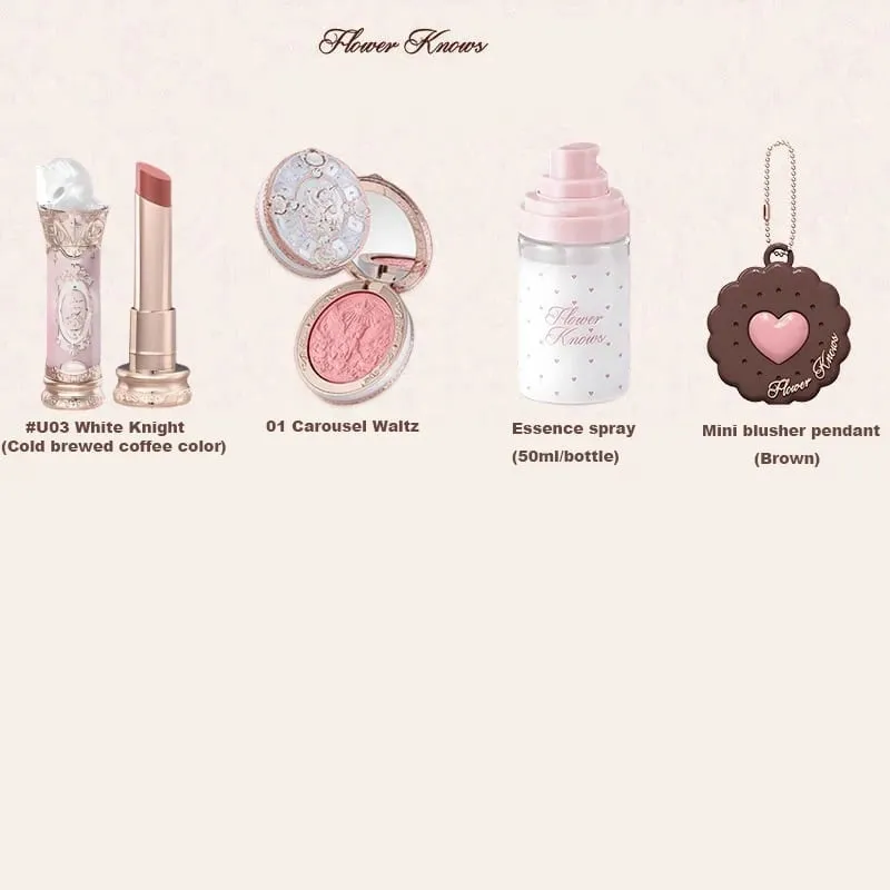 Flower Knows Strawberry Rococo Σετ Μακιγιάζ Glitter Matte Eyeshadow Palette Blusher Power Velvet Κιτ κραγιόν Σετ αρωμάτων