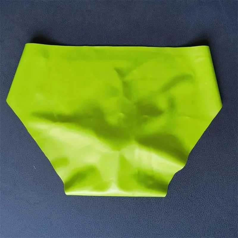 Men's Sexy Latex Erotic Underpants Seamless Rubber Sheath Sissy Briefs See-Through Couple Low Waist Panties Tight Safety Panties