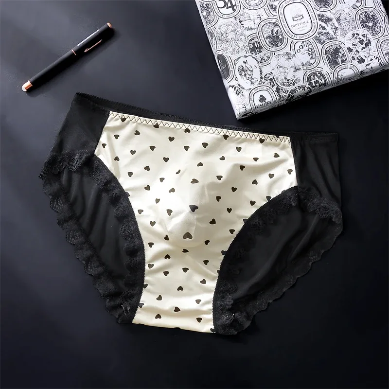 Soft men's underwear bow print lace calzoncillos hombre 3D space adults 18 plus size cueca nude feeling sissy cuecas masculino