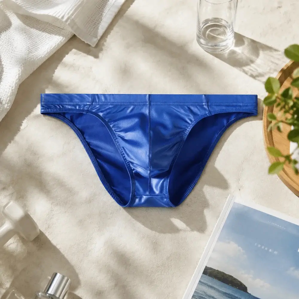 Comfortable Bulge Pouch Men Underwear Low Waist Lingerie Satin Silk Briefs Underpants Solid Color Panties Gifts