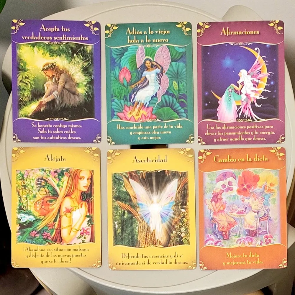 Magical Messages From The Fairies Oracle Deck 44 τμχ Ισπανικές κάρτες τυπωμένες σε χαρτόνι 350GSM με διπλό ανάγλυφο 10,5*7,5cm