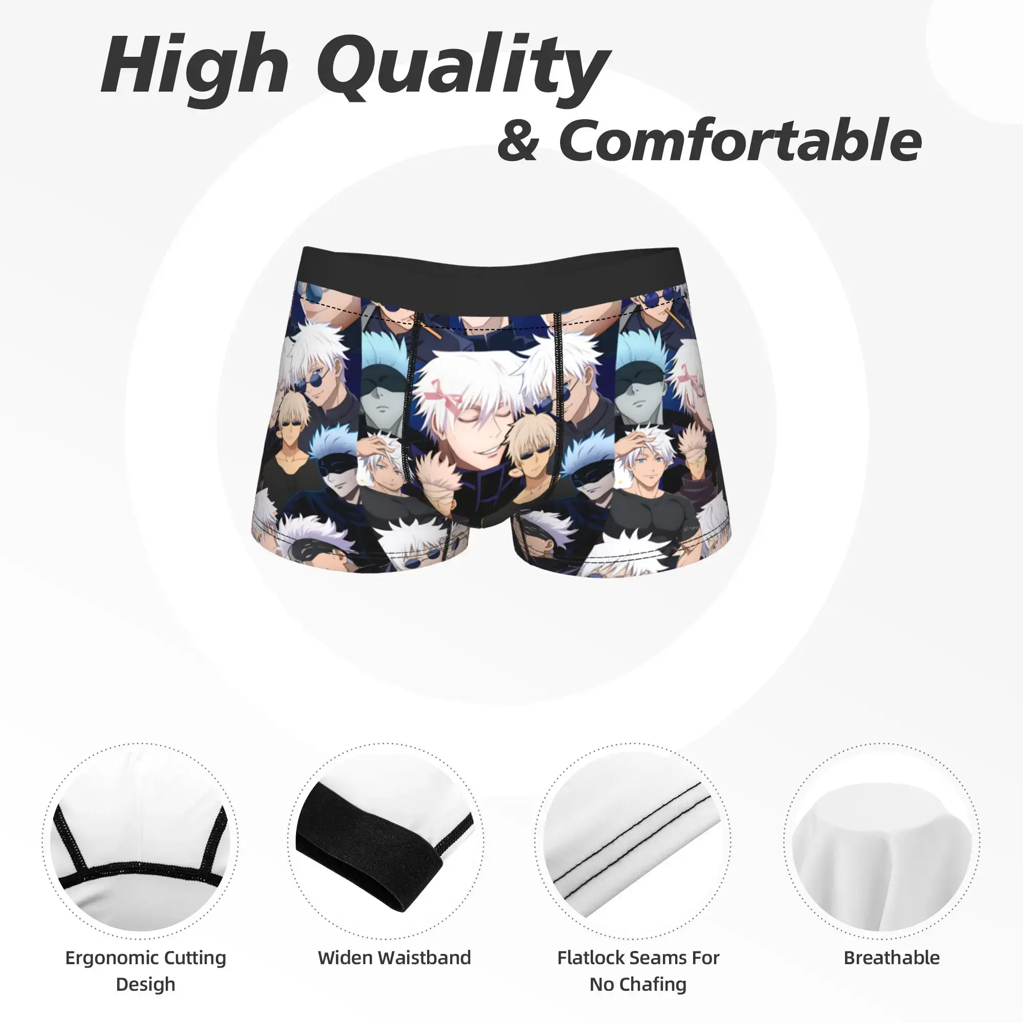 Satoru Gojo Jujutsus Underwear Males Panties Pattern Comfortable Boxer Shorts Quality Shorts Briefs Large Size