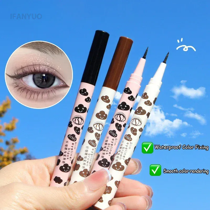 Pena Eyeliner Cair Matte Alami Ultra-tipis Pena Ulat Sutera Bulu Mata Bawah Cepat Kering Tahan Air Alat Rias Mata Halus Pigmen Tinggi