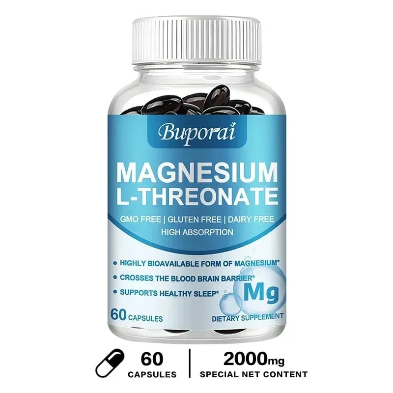 Magnesium L Threonate - Focus and Memory Enhancer Supports Nerve Function Muscle Strength Bone and Joint Health