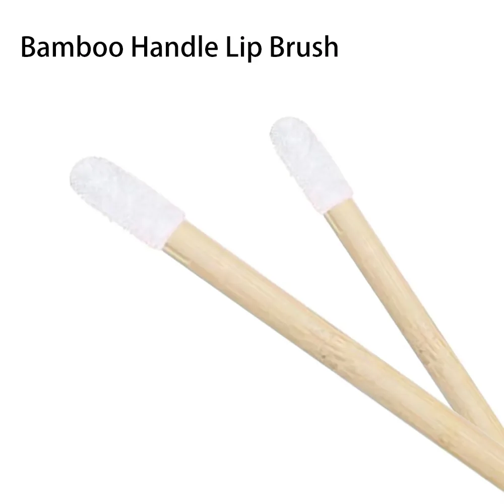 50/100 Buah Aplikator Tongkat Bibir Kuas Lipstik Gagang Bambu Kuas Makeup Tongkat Gloss untuk Alat Kecantikan Ekstensi Bulu Mata