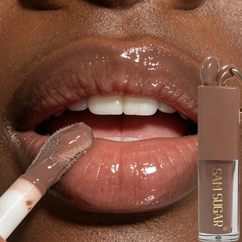 1 τμχ Mirror Gold Shiny Brown Rabbit Lip Gloss Moisturizing Plumping Lip Gloss Liquid Lipstick Matte Chocolate Brown Lip Tint Tone