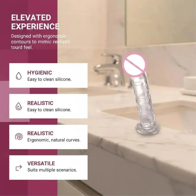 For Adult Sex Masturbator G Spot Realistic Dildo For Women TPE Beginner Clear Dildo With Strong Suction Cup Hands-Free Play