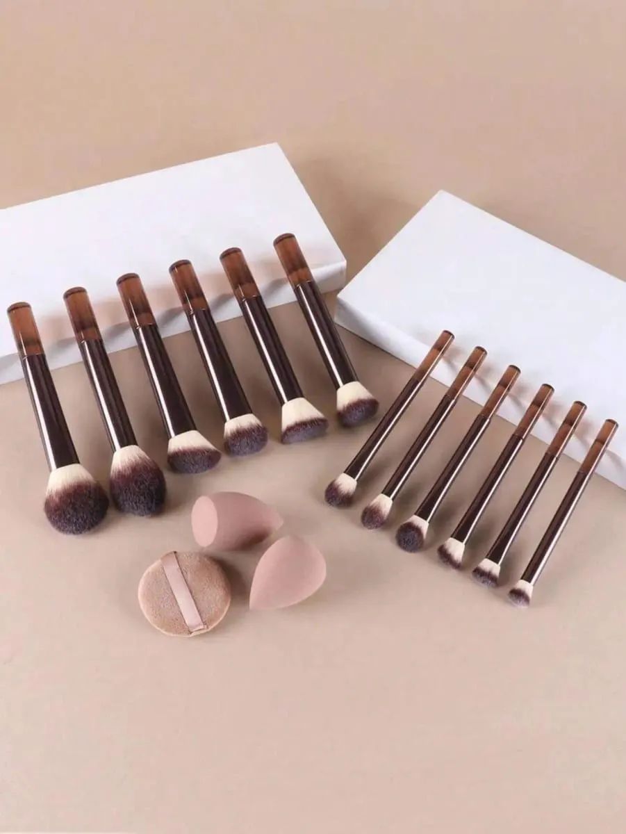 15Pcs Makeup Brushes Set Malambot Mukha Eye Cosmetic Brushes May Beauty Sponge Powder Puff Kumpletong Makeup Tool Kit