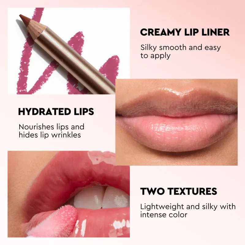 Κιτ μακιγιάζ χειλιών Private Label Lip Gloss Pencil Liner Balm Ματ γυαλιστερό Σετ lipgloss Χονδρική 3 σε 1 Κουτί δώρου
