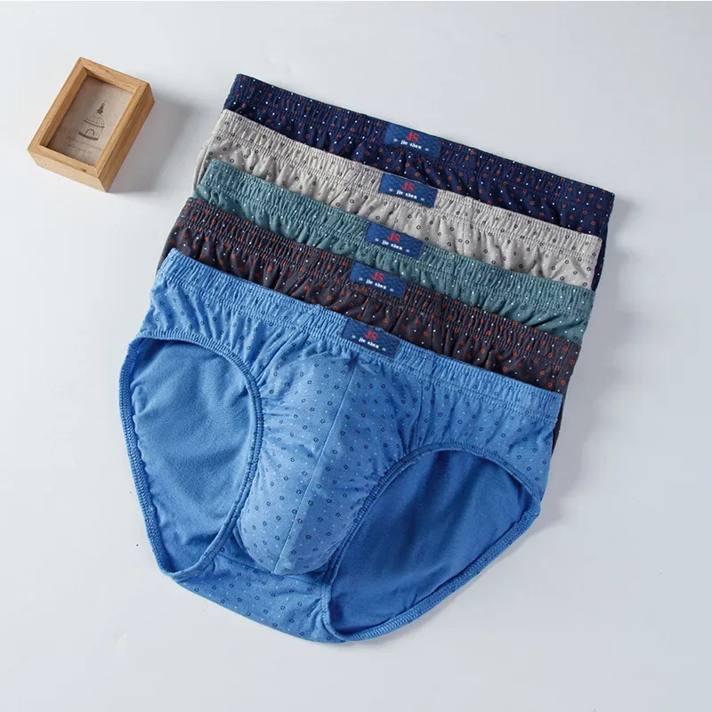 100% Cotton Briefs Mens Comfortable Underpants Man Underwear L/XL/2XL/3XL/4XL5pcs/Set Free Drop Shipping