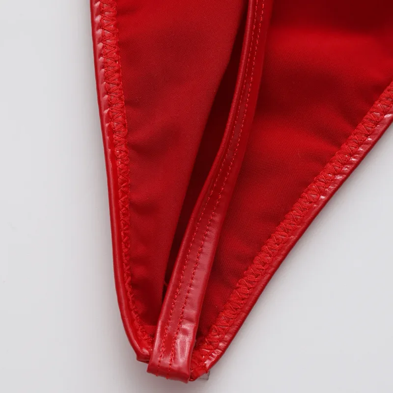 Men Glossy Faux Leather G-string Briefs Thin-Strap Low Waist Underwear Men's Panties Lingerie T-back Male Briefs Lingerie