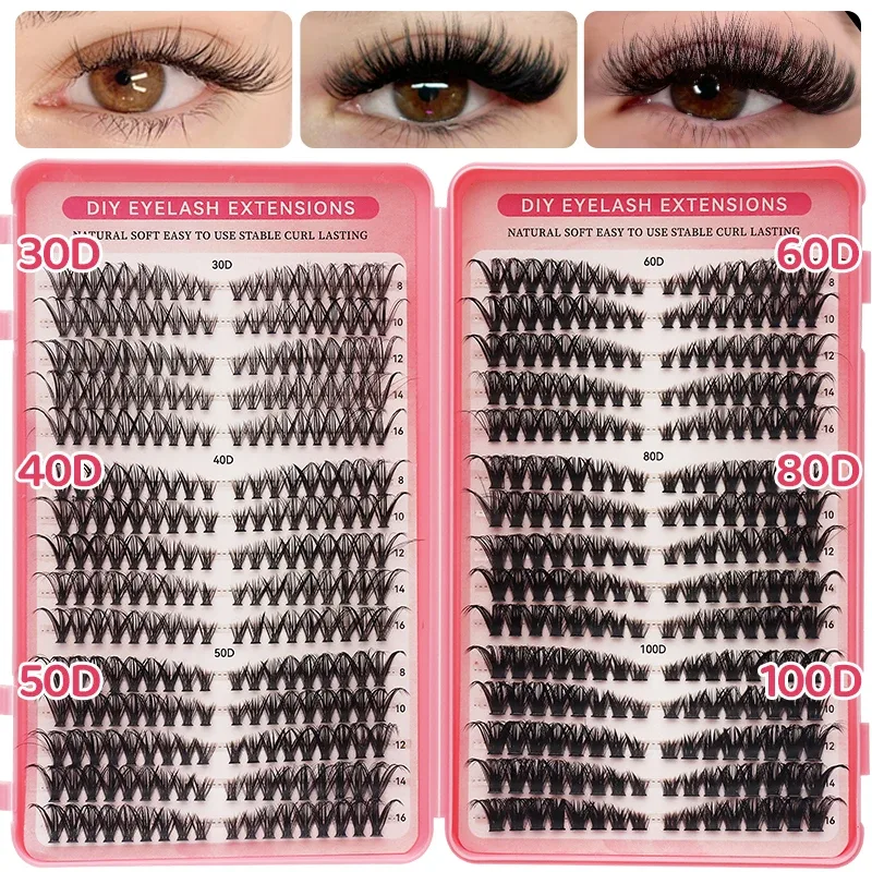 DIY Manga Spiky Cluster szempillahosszabbítások Természetes Mega Volume Egyedi Előre Vágott Szegmentált Szempillák Otthoni Szemsminkhez