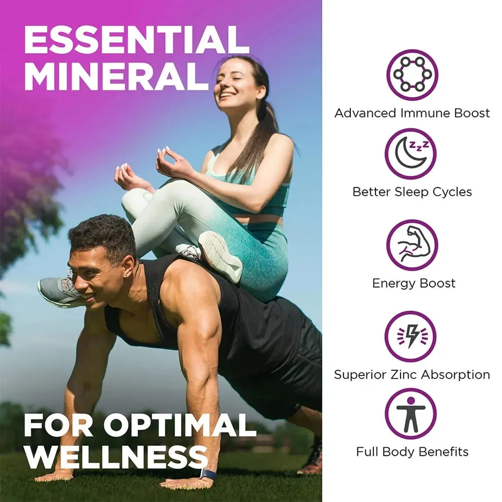 Zinc Picolinate 100 Mg - Superior Zinc Absorption Boosts Immune Support Sleep & Energy Supports Respiratory Health