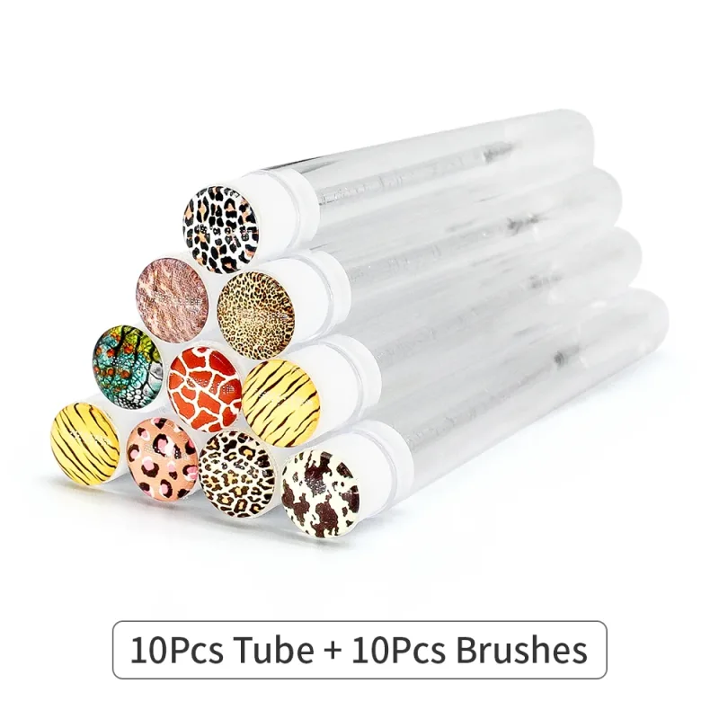 10/50pcs Leopard Style Reusable Makeup Brushes Tube Eyelashes Eyebrow Brush Mapapalitang Brushes Dust-proof Make Up Tools