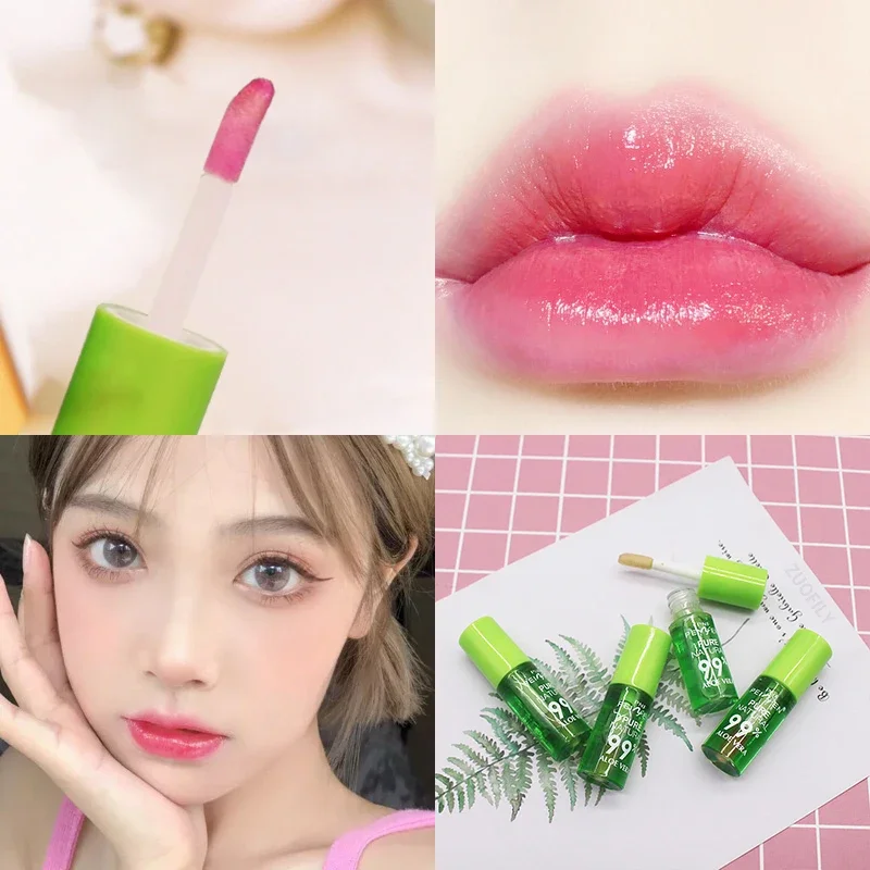 1 ΤΕΜ. Moisturizing Natural Aloe Essence Lip Gloss Μεταβαλλόμενο Χρώμα Φορητό Αδιάβροχο Θρεπτικό Κραγιόν Περιποίησης χειλιών μεγάλης διάρκειας