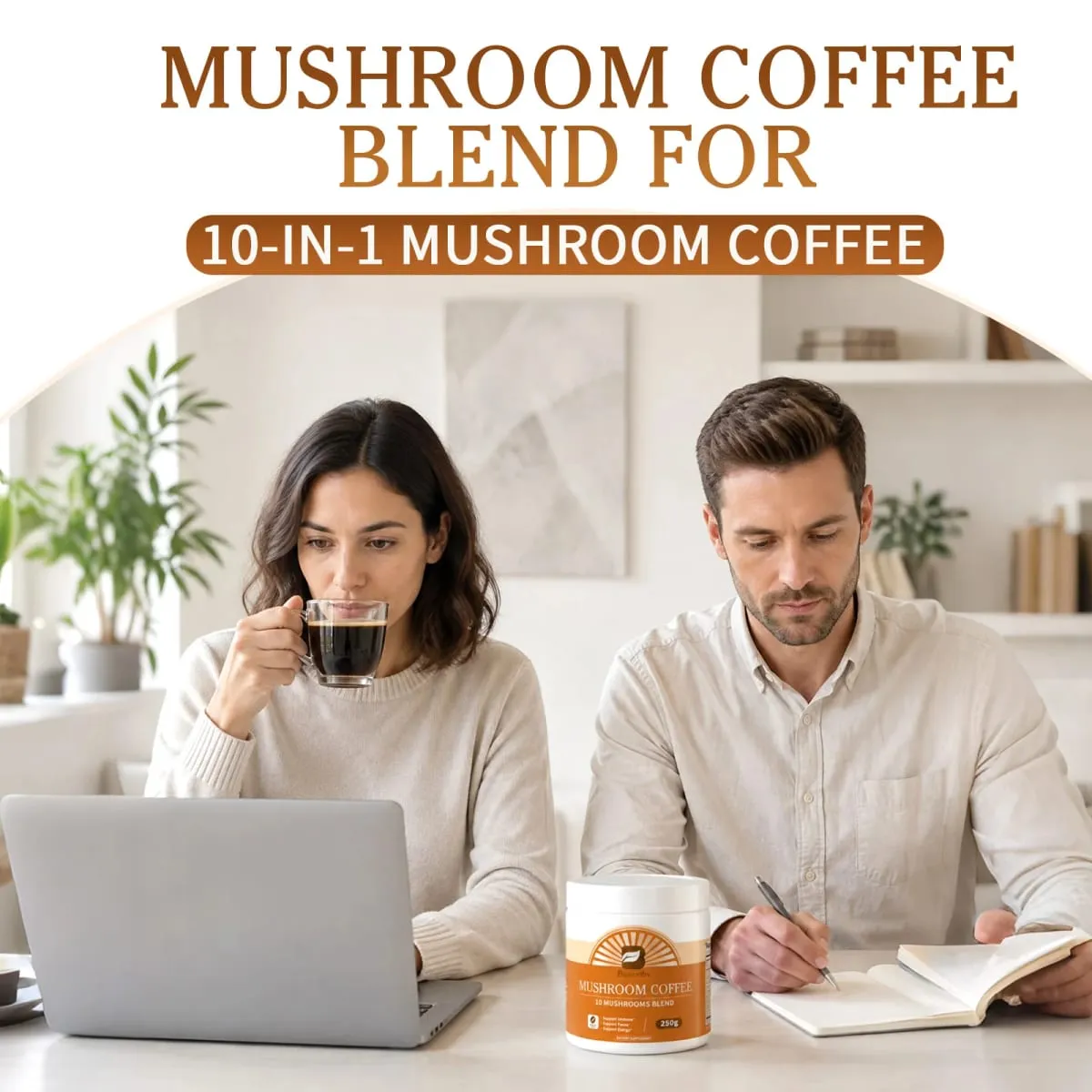 Ang Beworths Reishi Mushroom Coffee ay nagpapalakas ng Memorya ng Utak at Cognitive Clarity Immune System at Digestion Health Energy Supplement