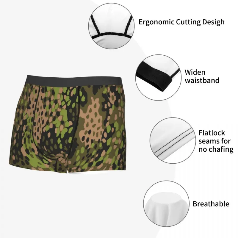Muž Cool WW2 Camo Spodní prádlo Německo Arm Vojenské Maskovací Boxer Kalhotky Strečové šortky Kalhotky Kalhotky