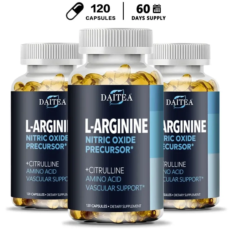 Daitea L-Arginine Supplement - Para sa lakas ng enerhiya at suporta sa pagtitiis habang nag-eehersisyo | Mass ng kalamnan Non-GMO