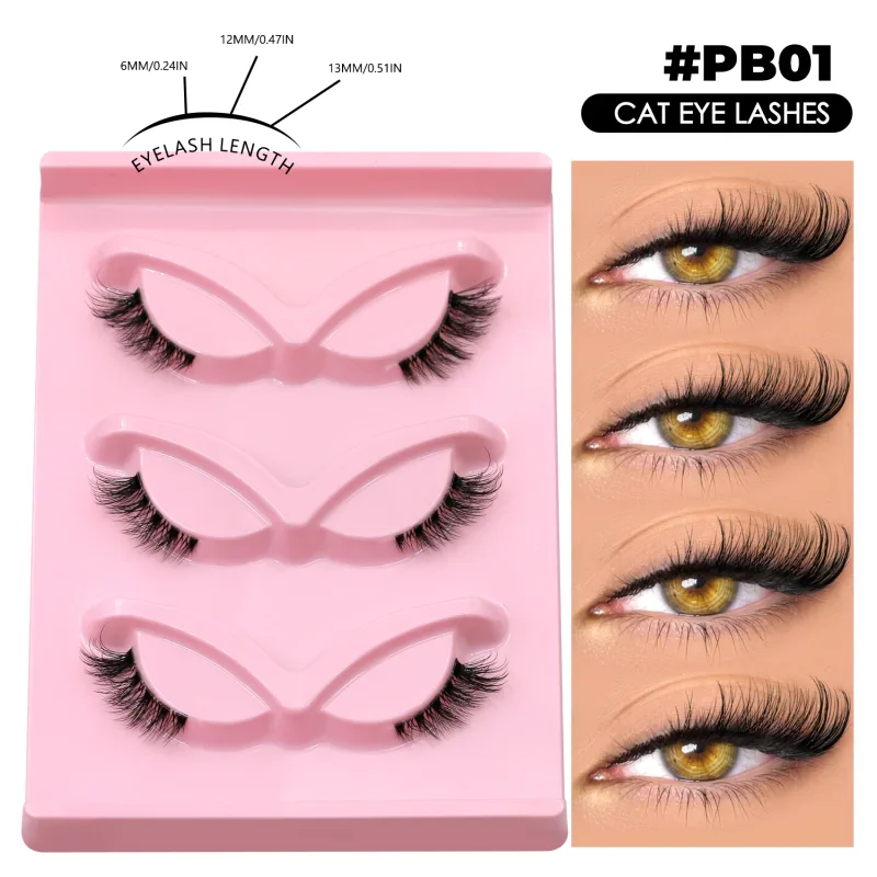 Half Lashes Cat Eye Eyelashes Natural Look Wispy False Lashes Faux Mink Lashes Clear Band Natural Fake Lashes Makeup