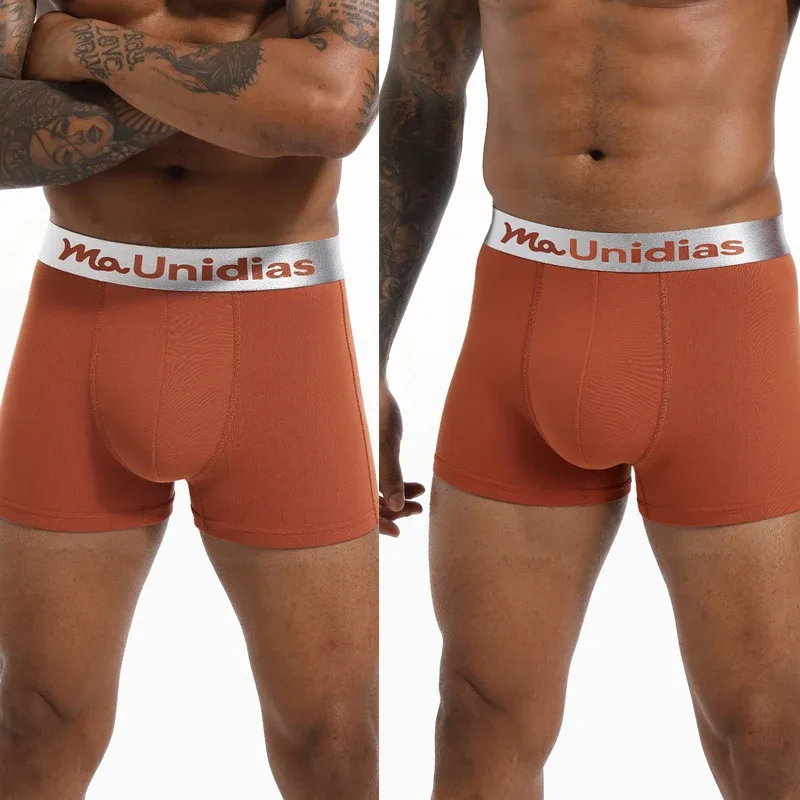 5Pcs Bamboo Fiber Men Underpants Maunidias Boxer Briefs Letter Elastic Waistband Underwear Mens Boxers Solid Color Men's Panties