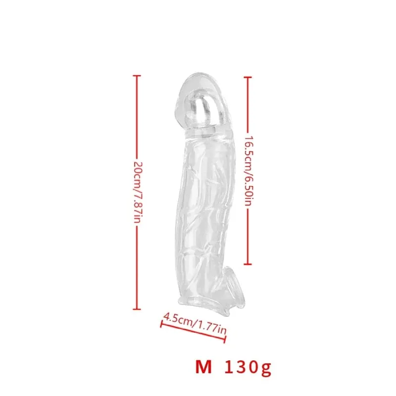 3 Size Reusable Penis Sleeve Soft Clear Cock Sleeve Penis Extender Adult Sex Toys for Men Women Durable Penis Enlarger Male