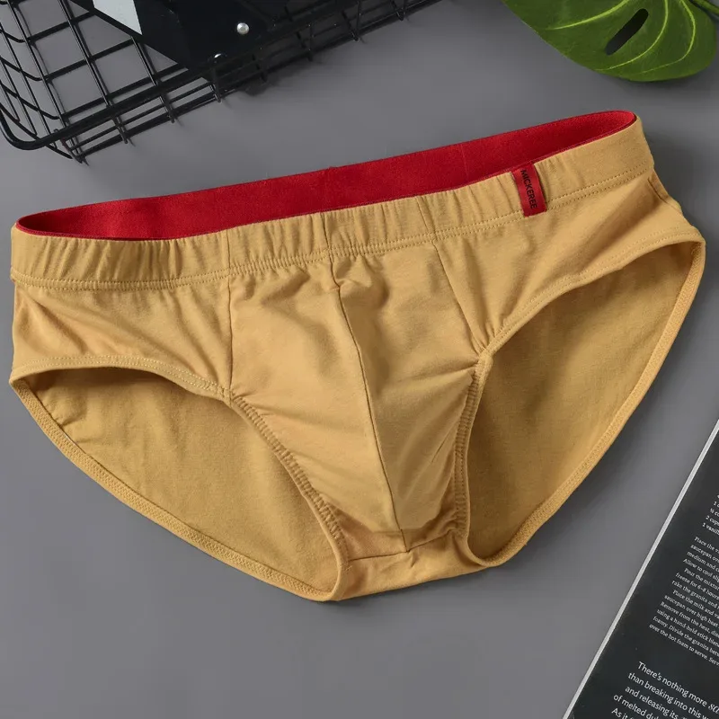 Men Briefs Solid Color Cotton Youth Briefs Waist Comfortable Sexy Explosion Trend Breathable Underwear Sissy Panties