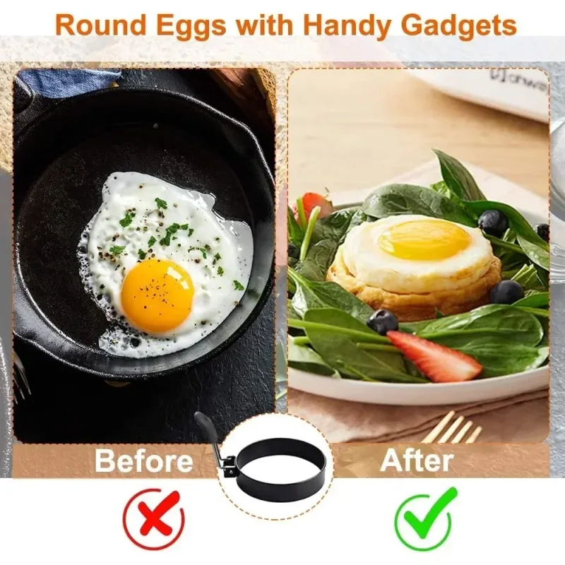 Cincin Goreng Telur Anti Melepuh Baja Tahan Karat Profesional Cetakan Pancake Bulat Antilengket Cetakan Telur Memasak Alat Sandwich Sarapan