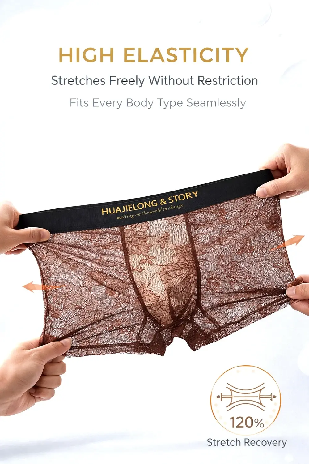 1/3PCS Sexy Lace Floral Knit Hollow Out Men Underwear Cool Ice Silk Breathable Mesh Crotch Boxers Man High Elastic Men's Panties