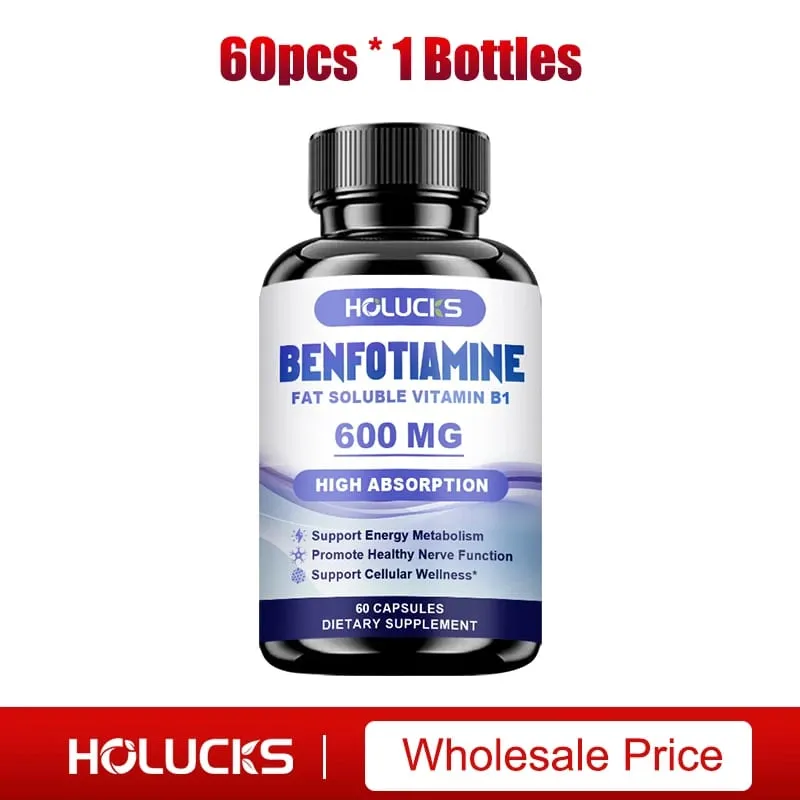 Benfotiamine Capsules with Fat-Soluble Vitamin B1 Support Nerve Health Energy Metabolism & Cellular Wellness for Men & Women
