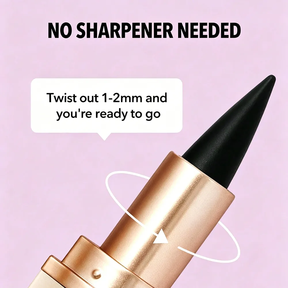 Εργαλείο μακιγιάζ με αναδιπλούμενο gel eyeliner μολύβι αδιάβροχο μακράς διαρκείας, απαλό μαύρο μολύβι ματιών