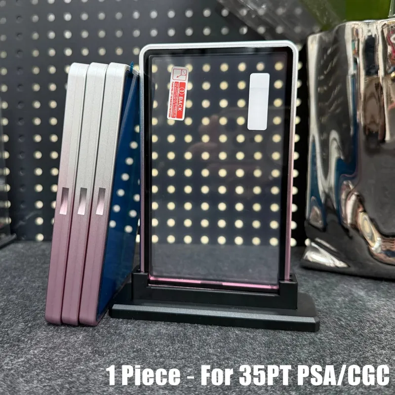 Casing Logam Tempat Pelindung Kartu Perdagangan Aloi Aluminium Warna Gradien Multiwarna untuk Kartu Bertingkat 35PT PSA CGC
