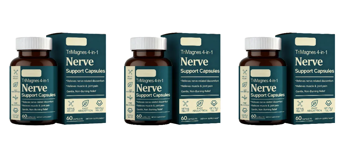 TriMagnes 4-in-1 Magnesium Complex Capsules 300mg na may Citrate Glycinate Malate Turmeric para sa Nerve Comfort Muscle Relax 60 Ct