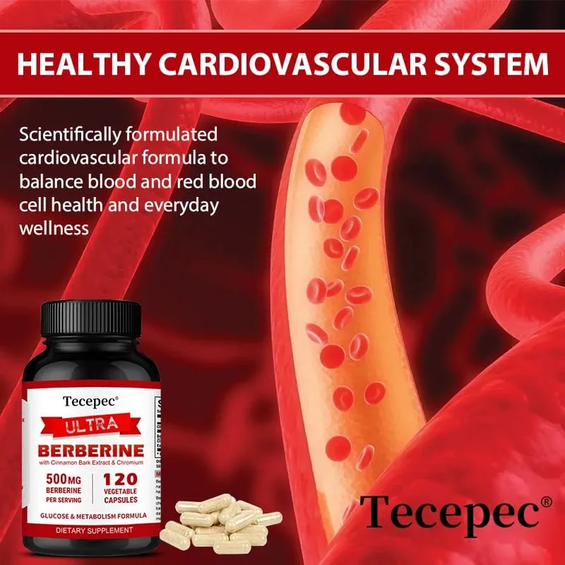 Berberine HCl 500mg Capsules na may Ceylon Cinnamon Support Metabolism Cholesterol Cardiovascular GI at Daily Immune Wellness