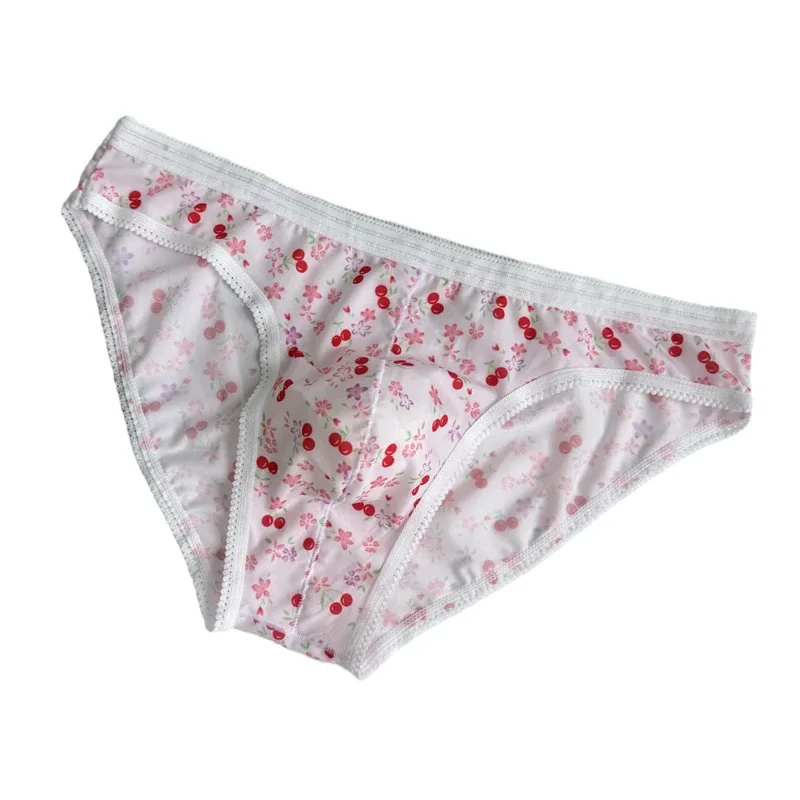 Sexy Men Underwear Briefs Cuecas Calzoncillos Slip U Convex Pouch Breathable Floral Print Male Sissy Panties Men Bikini Briefs