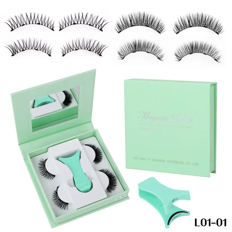 2 ζεύγη μαγνητικές ψεύτικες βλεφαρίδες Natural Wispy Μαγνητικές βλεφαρίδες Φορητή θήκη all-in-one επαναχρησιμοποιήσιμη χωρίς κόλλα Βλεφαρίδες ματιών Προσαρμοσμένες