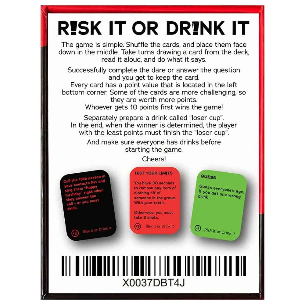 להסתכן או לשתות את זה משחק מסיבה כיף למכללה משחק קלפים משחק שתייה לילה לפני המשחק מצחיק מעז אתגרים שאלות מבוגרים