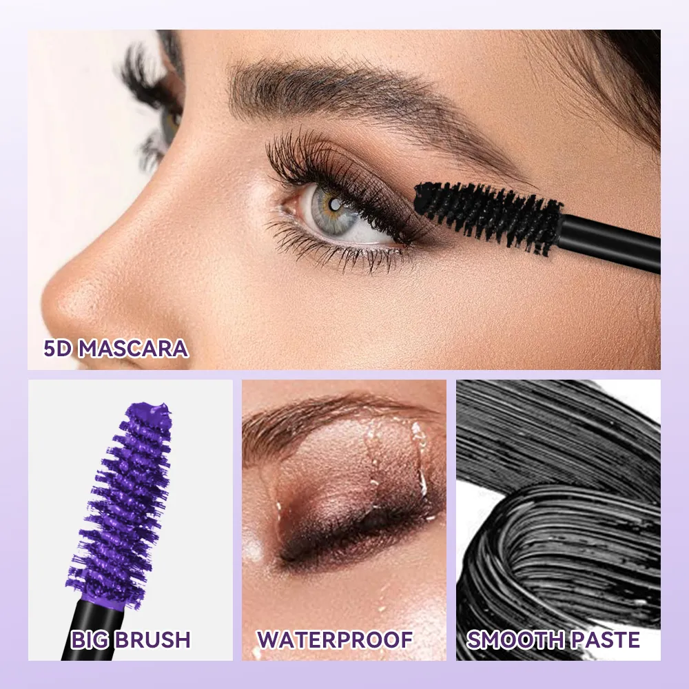 5D Mascara Waterproof Long Lasting Volumizing Curling Lengthening Smudge Proof Colored Eye Make Up Party Festival Cosmetic