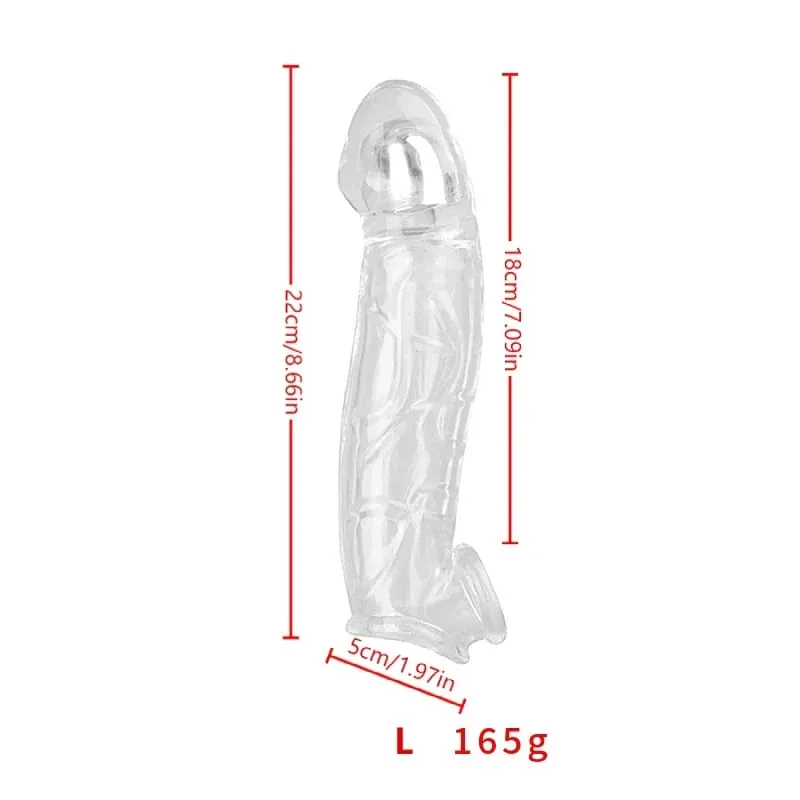 3 Size Reusable Penis Sleeve Soft Clear Cock Sleeve Penis Extender Adult Sex Toys for Men Women Durable Penis Enlarger Male — image 7