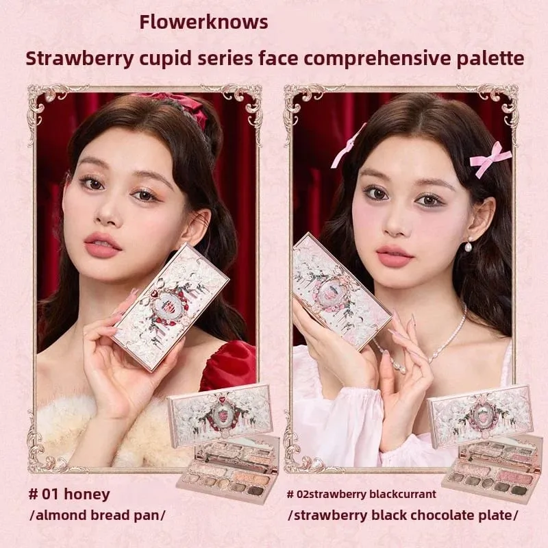 Flower Knows Strawberry Cupid Box Συλλογή Μακιγιάζ Σετ Καλλυντικά Πλήρες σετ Παλέτα Pressed Powder Blush Lipstick Κουτί δώρου