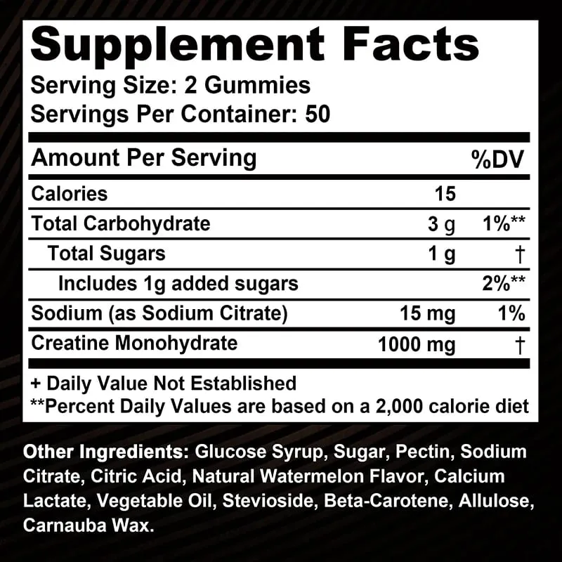 Creatine Monohydrate Gummies - Boost Energy Build Muscle Mass and Improve Athletic Performance