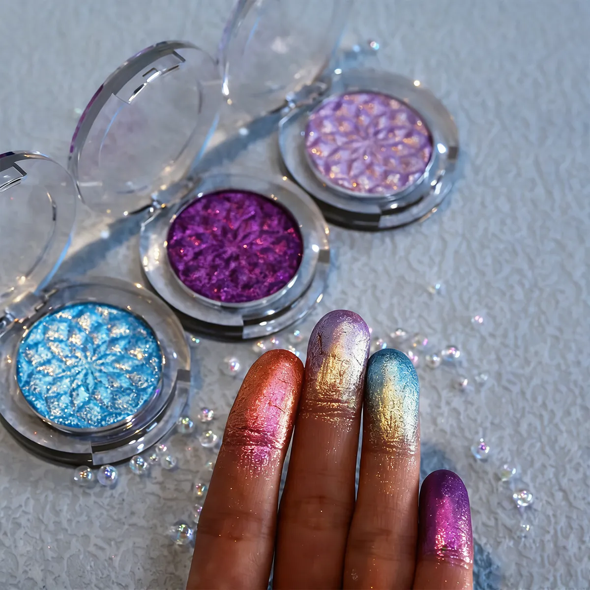 Chameleon Eye Palette Eyeshadow Palette - Customizable Duochrome Pressed Eyeshadow Set Glitter Infused Pearlescent Finish Pri