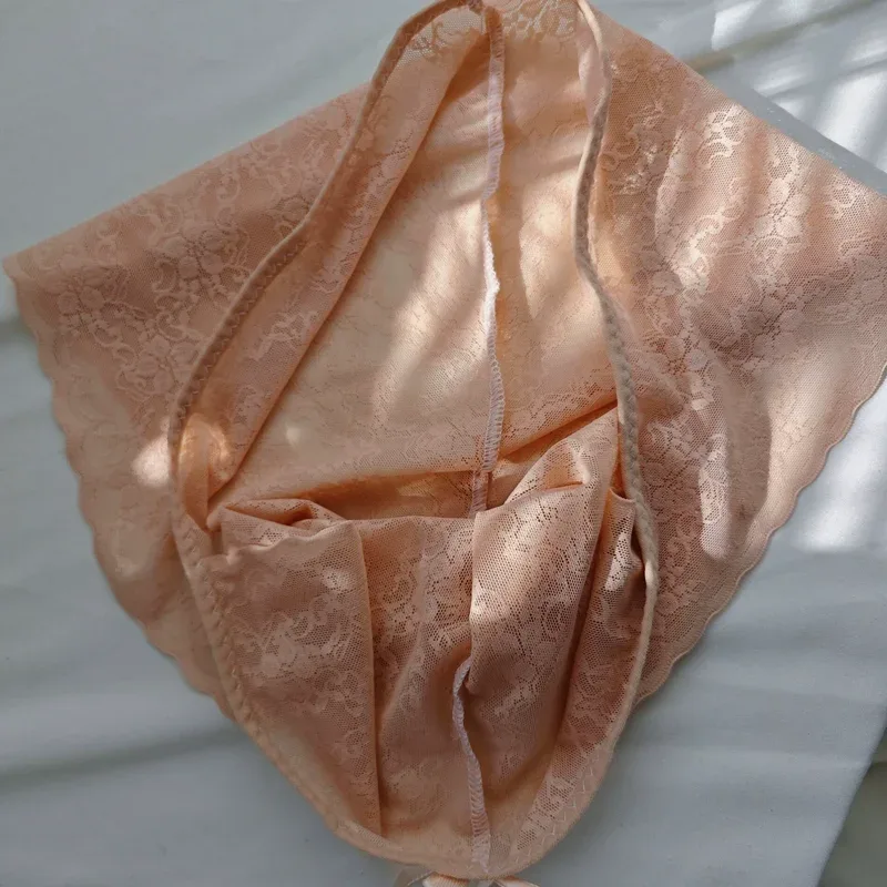 men's underwear Lace mesh sissy cuecas masculin no trace bow calzoncillos hombre without feeling cueca sexys tøy men lingerie