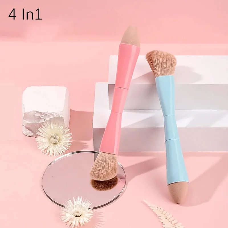 【B】1PC 4 σε 1 Travel Portable Multitasker Beauty Tools Brushes Makeup Αποσπώμενα πινέλα μακιγιάζ σετ μακιγιάζ
