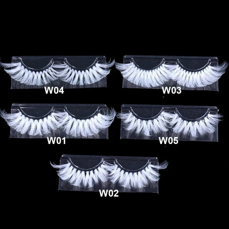 Super Long 5D White False Eyelashes 25mm High Volume Fluffy Fake Eye Lashes Wholesale Supplier For Halloween Cosplay