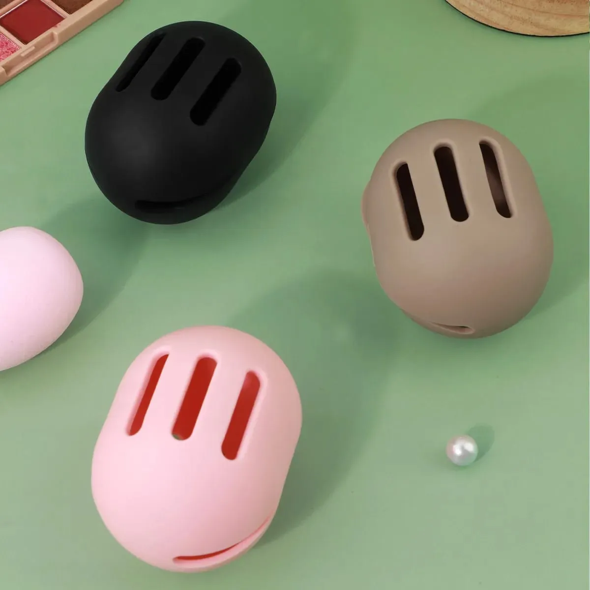 2PcsTravel Makeup Brush Holder Silicone Cosmetic Brushes Bag Makeup Sponge Case Portable Waterproof Makeup Tools for Women