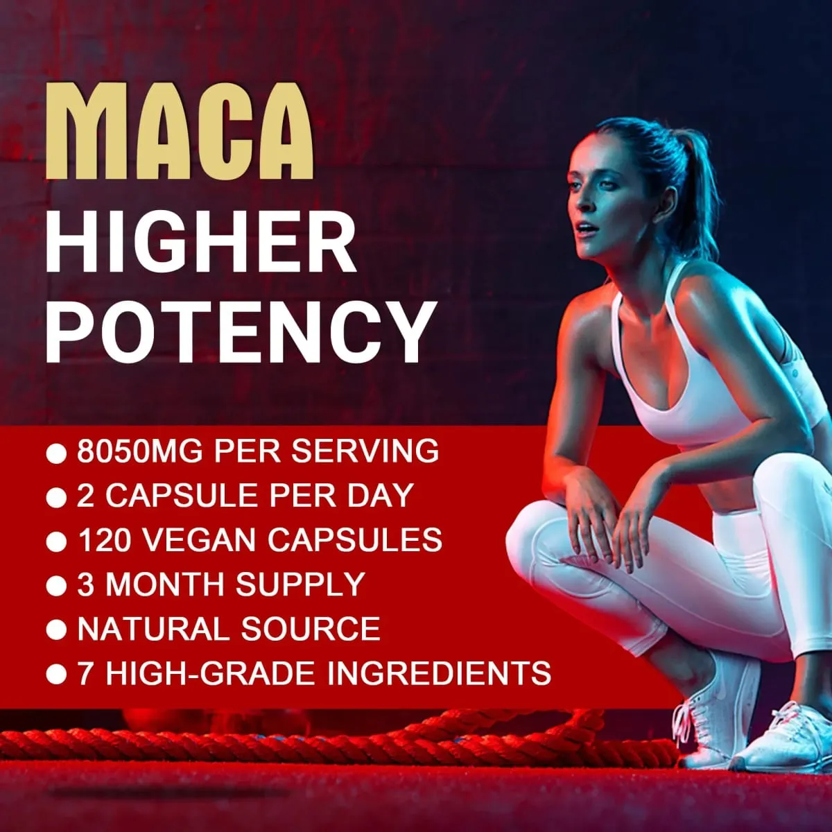 Κάψουλες Maca Root - με Ginseng & Ashwagandha για την υποστήριξη της ενεργειακής αντοχής και της απόδοσης Βελτίωση της μυϊκής μάζας